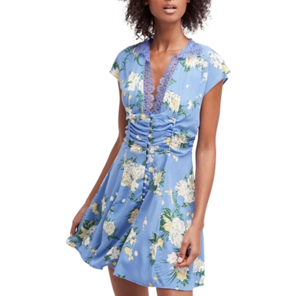 Free‎ People Alora Mini Dress Blue Floral Size 2